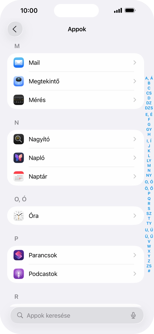Válaszd a Mail lehetőséget.