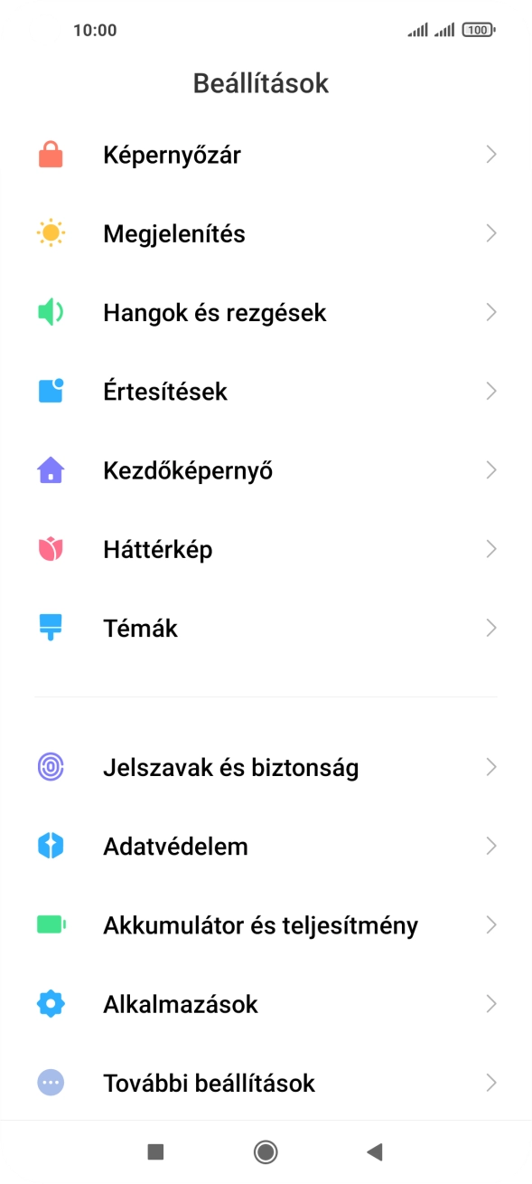 Válaszd a Jelszavak és biztonság lehetőséget.
