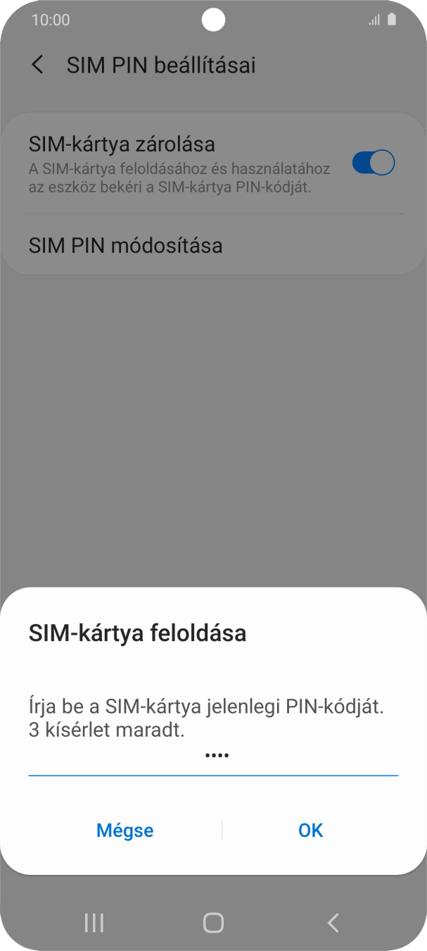 Írd be a PIN-kódot, és válaszd az OK lehetőséget.