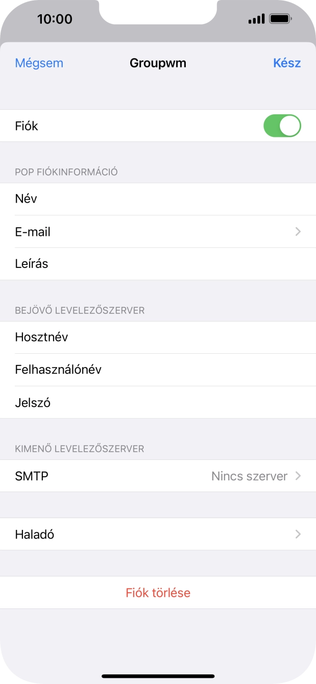 Válaszd az SMTP lehetőséget.