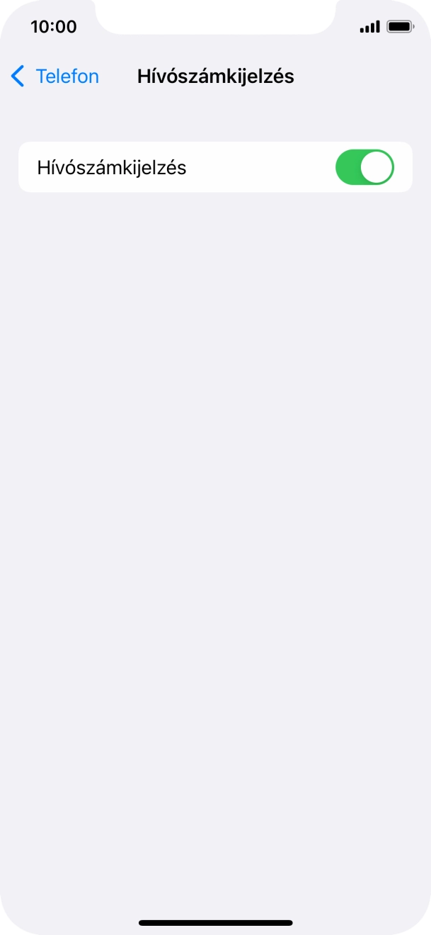 Kattints a „Hívószámkijelzés” melletti csúszkára a funkció be- vagy kikapcsolásához.