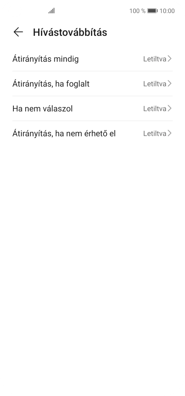 Kattints a kívánt hívásátirányítás-típusra.