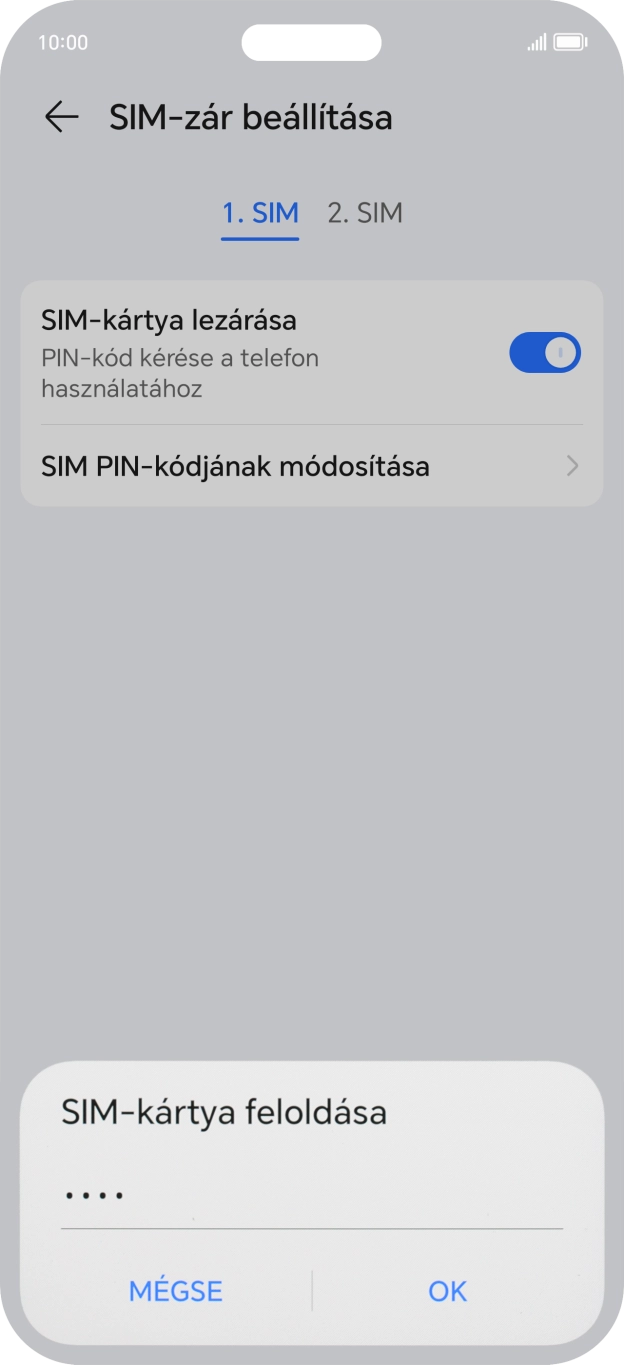Írd be a PIN-kódot, és válaszd az OK lehetőséget.