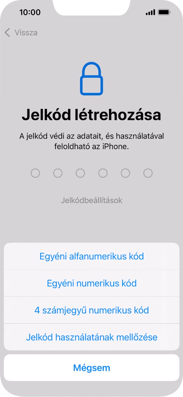 A képernyőzár használatának bekapcsolásához kövesd a képernyőn megjelenő utasításokat, vagy válaszd a Jelkód használatának mellőzése lehetőséget.
