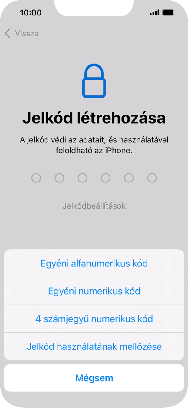 A képernyőzár használatának bekapcsolásához kövesd a képernyőn megjelenő utasításokat, vagy válaszd a Jelkód használatának mellőzése lehetőséget.