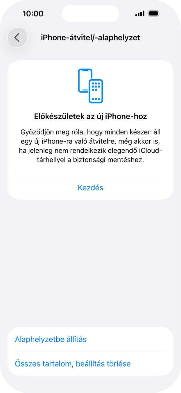 Válaszd az Alaphelyzetbe állítás lehetőséget. Válaszd az Alaphelyzetbe állítás lehetőséget.