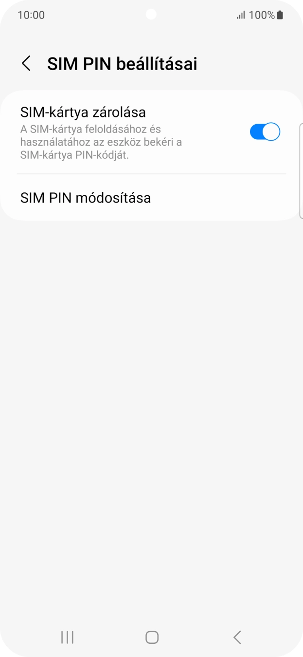 Kattints a „SIM-kártya zárolása” melletti csúszkára a funkció be- vagy kikapcsolásához. Kattints a „SIM-kártya zárolása” melletti csúszkára a funkció be- vagy kikapcsolásához.
