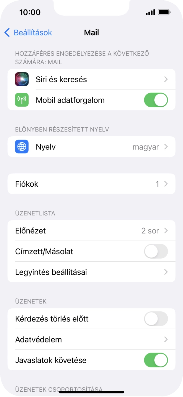 Válaszd a Fiókok lehetőséget.