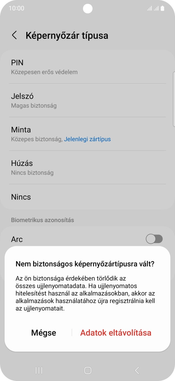 Válaszd az Adatok eltávolítása lehetőséget.