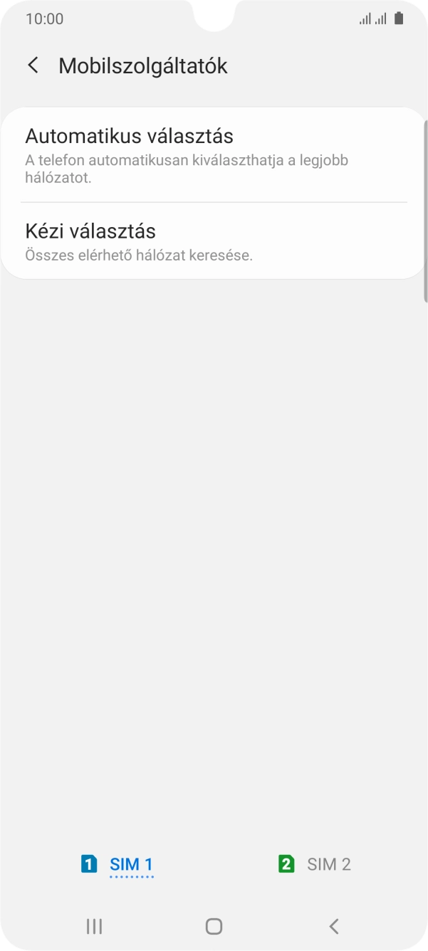 Kattints a kívánt SIM-kártyára. Kattints a kívánt SIM-kártyára.