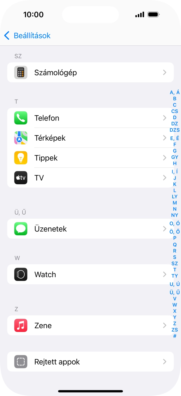 Válaszd az Üzenetek lehetőséget. Válaszd az Üzenetek lehetőséget.