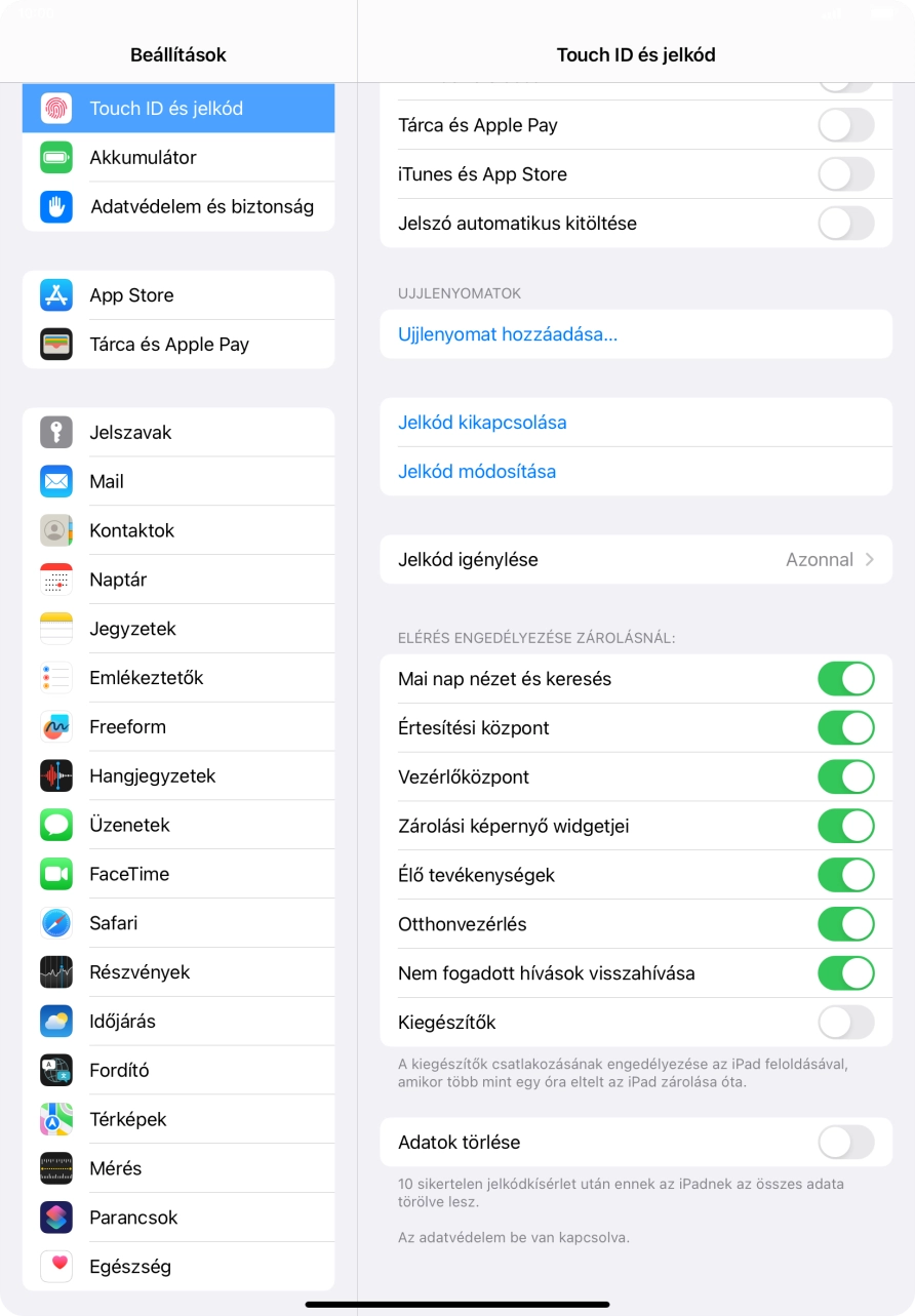 Kattints az „Adatok törlése” melletti csúszkára a funkció be- vagy kikapcsolásához. Kattints az „Adatok törlése” melletti csúszkára a funkció be- vagy kikapcsolásához.