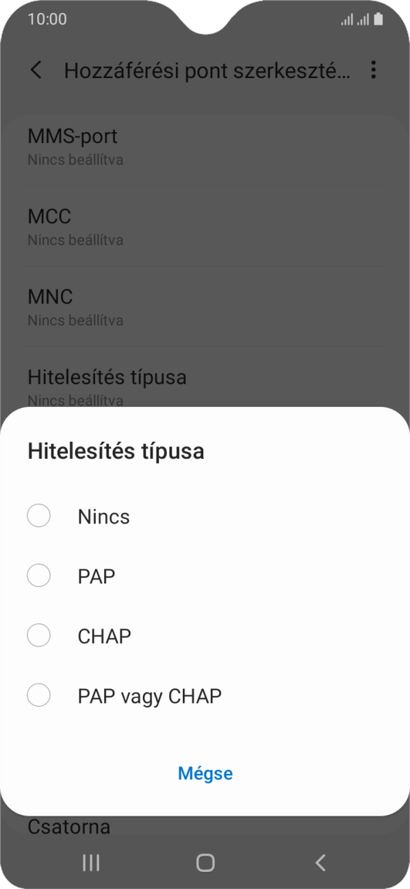 Válaszd a PAP lehetőséget.