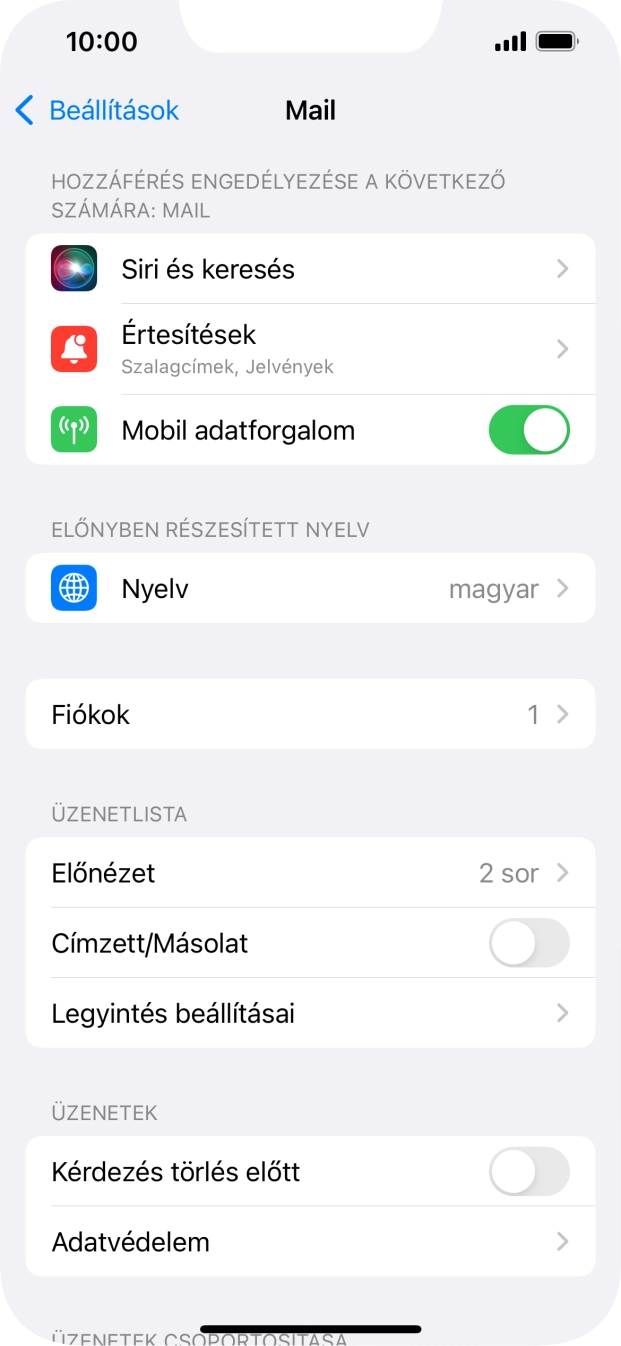 Válaszd a Fiókok lehetőséget.