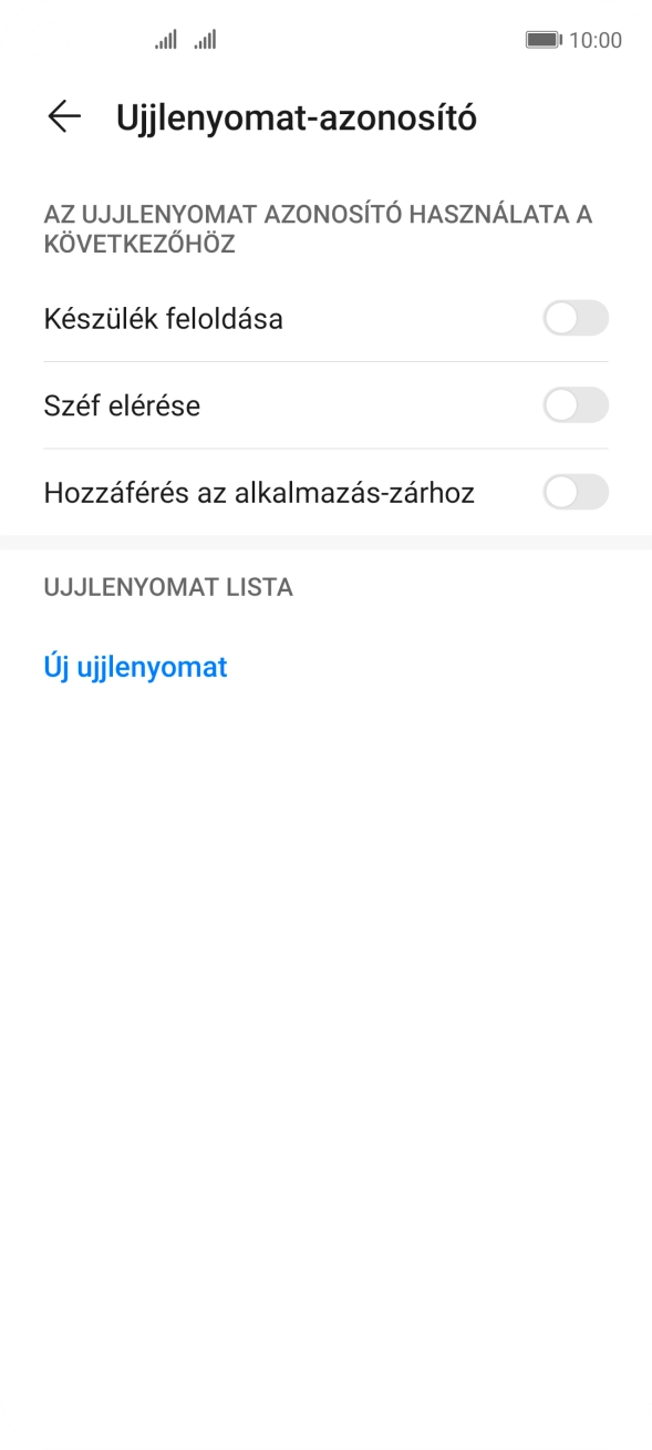 Válaszd az Új ujjlenyomat lehetőséget.