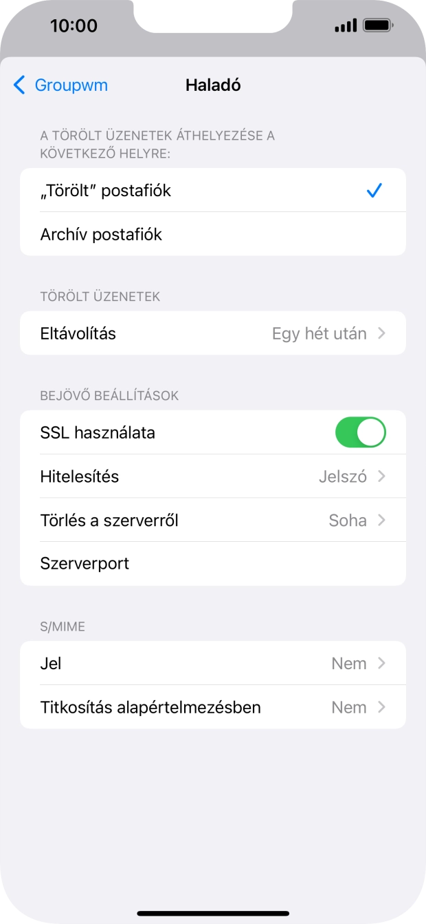 Kattints az „SSL használata” melletti csúszkára a funkció kikapcsolásához.