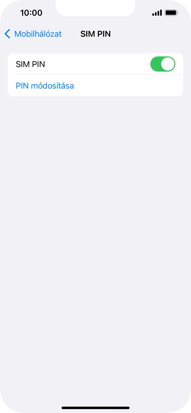 Kattints a „SIM PIN” melletti csúszkára a funkció be- vagy kikapcsolásához. Kattints a „SIM PIN” melletti csúszkára a funkció be- vagy kikapcsolásához.