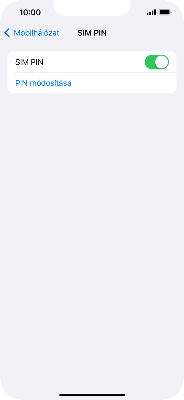 Kattints a „SIM PIN” melletti csúszkára a funkció be- vagy kikapcsolásához. Kattints a „SIM PIN” melletti csúszkára a funkció be- vagy kikapcsolásához.