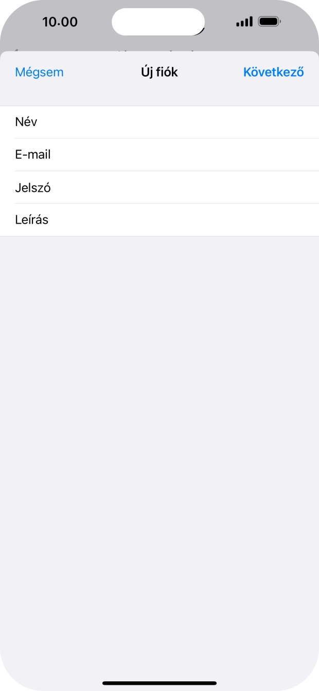 Kattints a Leírás mezőre, és írd be az e-mail-fiók kívánt nevét.