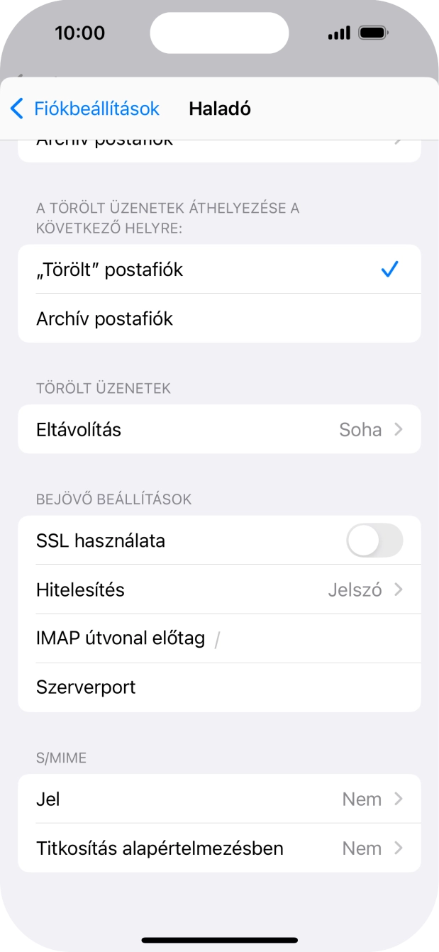 Kattints az „SSL használata” melletti csúszkára a funkció bekapcsolásához.