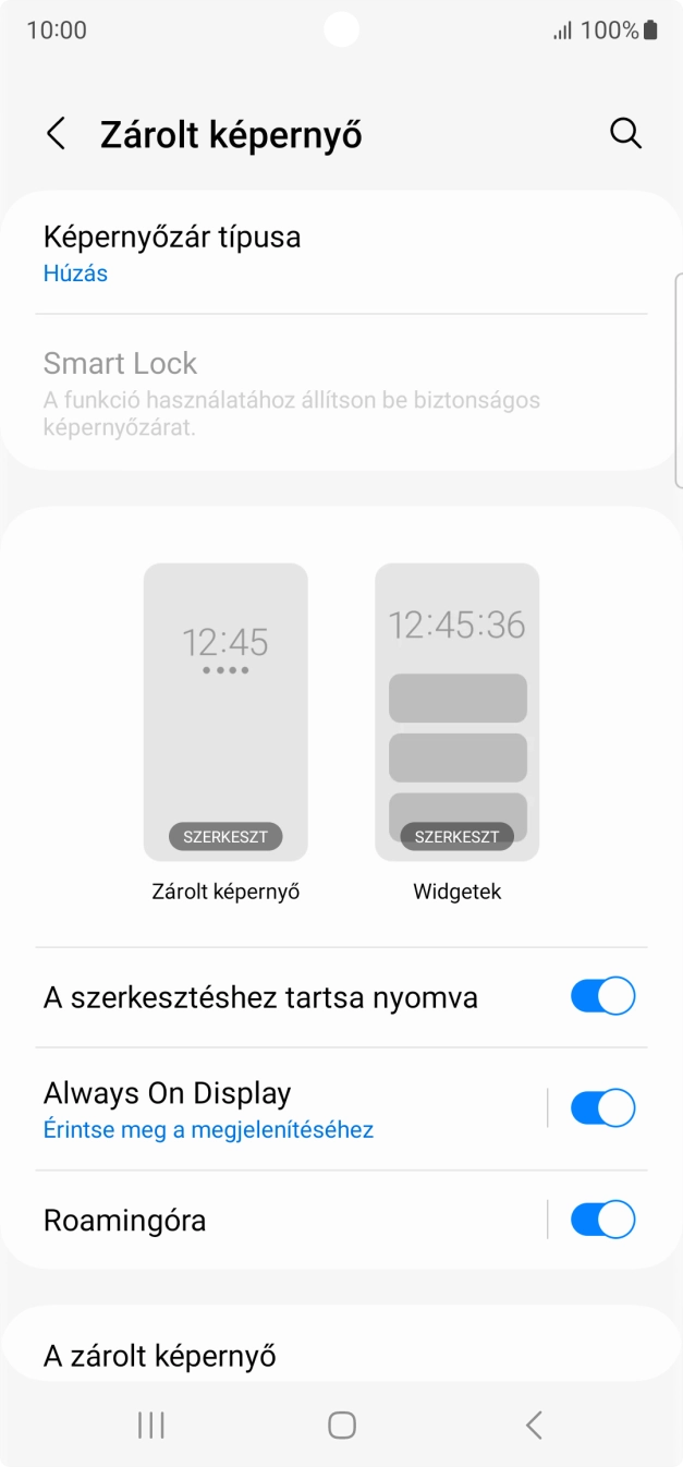 Válaszd a Képernyőzár típusa lehetőséget. Válaszd a Képernyőzár típusa lehetőséget.