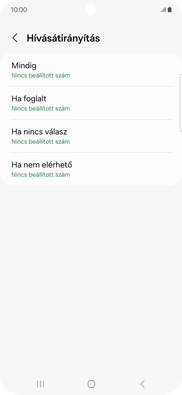 Kattints a kívánt hívásátirányítás-típusra.