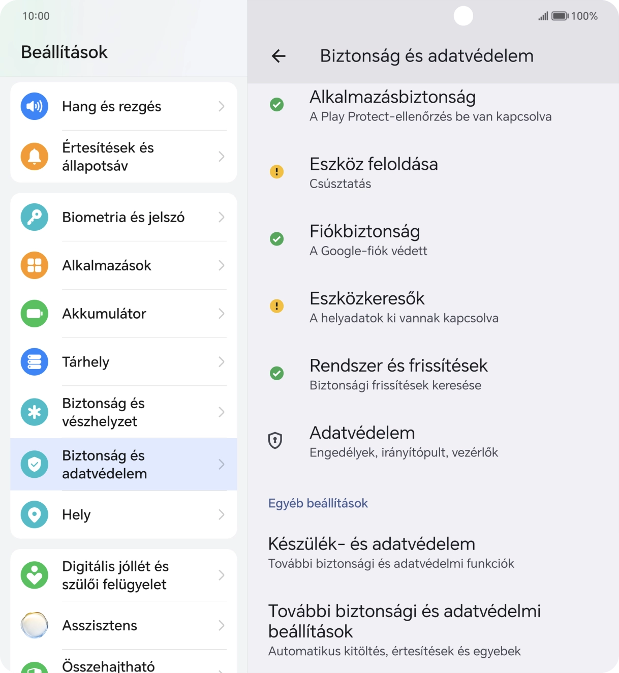 Válaszd a További biztonsági és adatvédelmi beállítások lehetőséget. Válaszd a További biztonsági és adatvédelmi beállítások lehetőséget.