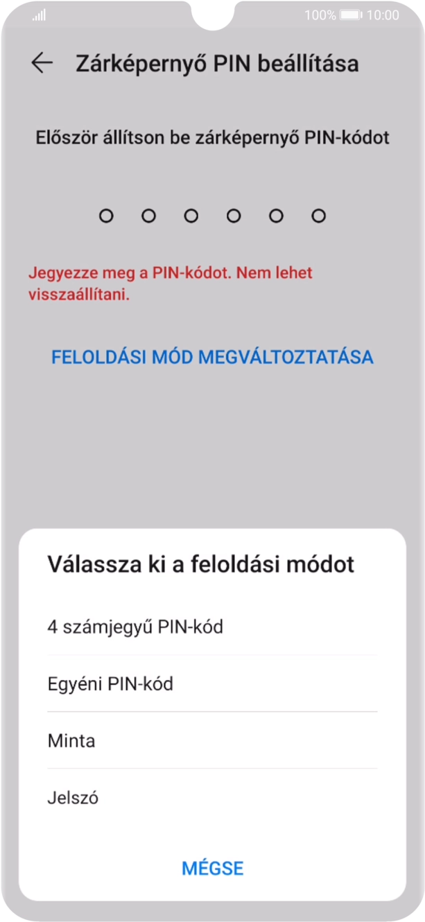 Válaszd ki a kívánt képernyőzárkódot, és kövesd a kijelzőn megjelenő utasításokat egy extra képernyőzár létrehozásához. Válaszd ki a kívánt képernyőzárkódot, és kövesd a kijelzőn megjelenő utasításokat egy extra képernyőzár létrehozásához.