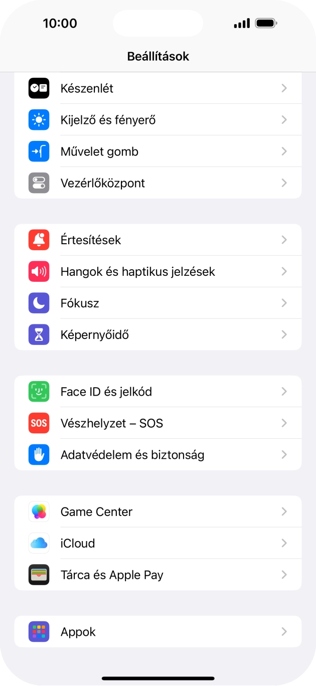 Válaszd a Face ID és jelkód lehetőséget.
