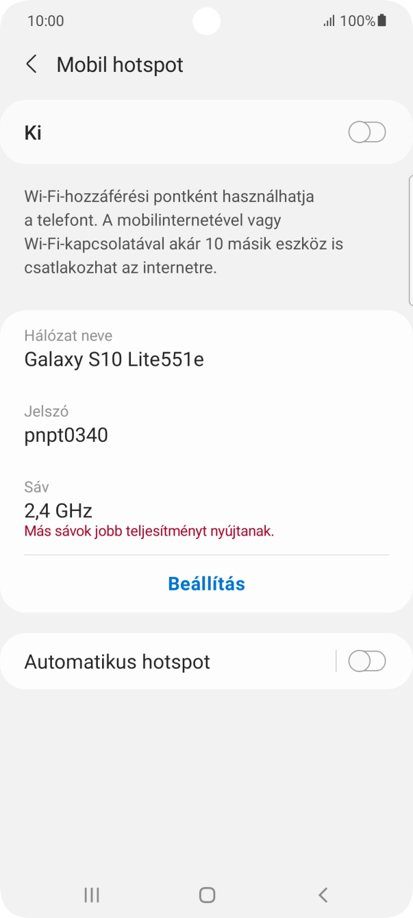 Válaszd a Beállítás lehetőséget.
