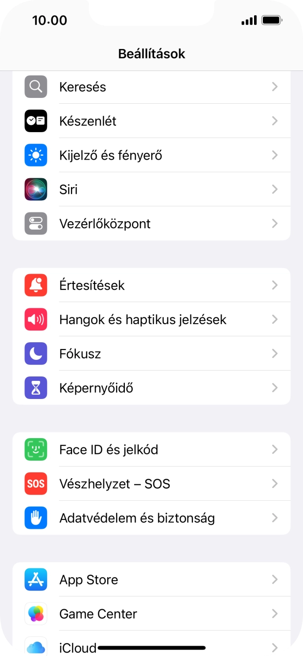 Válaszd a Face ID és jelkód lehetőséget.