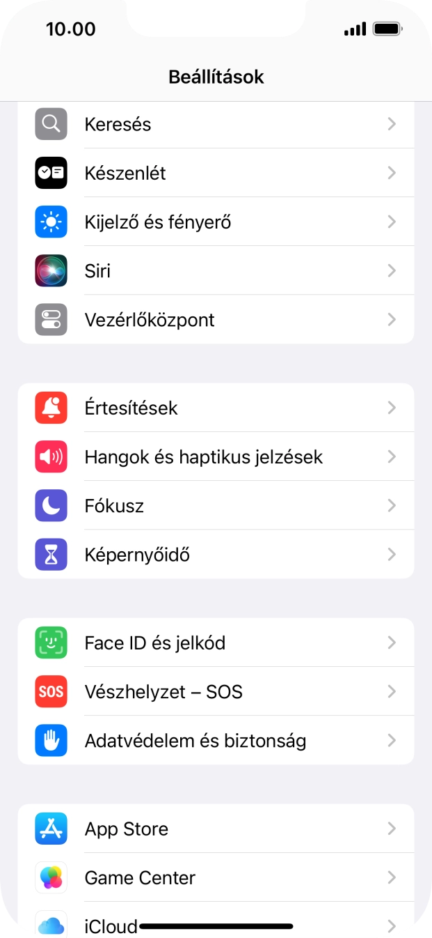 Válaszd a Face ID és jelkód lehetőséget.