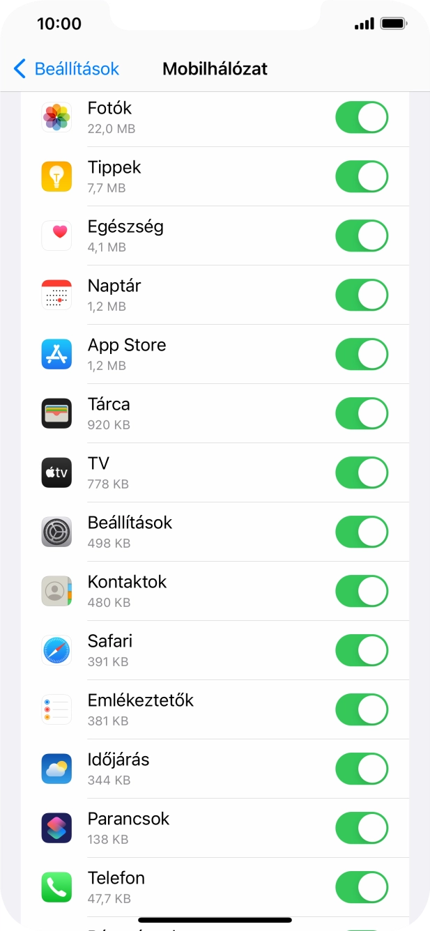 Kattints a kívánt programok melletti csúszkákra a funkciók be- vagy kikapcsolásához. Kattints a kívánt programok melletti csúszkákra a funkciók be- vagy kikapcsolásához.