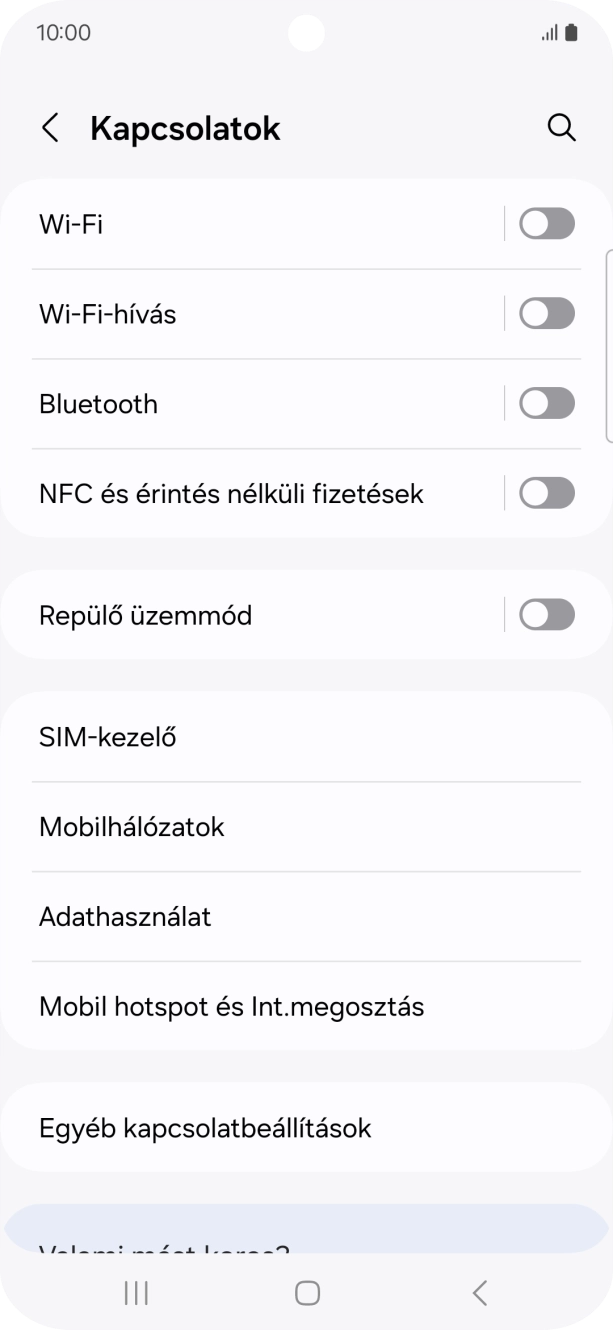 Válaszd a Mobil hotspot és Int.megosztás lehetőséget. Válaszd a Mobil hotspot és Int.megosztás lehetőséget.