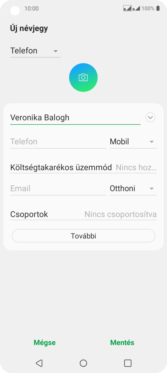 Kattints a Telefon mezőre, és írd be a kívánt telefonszámot.