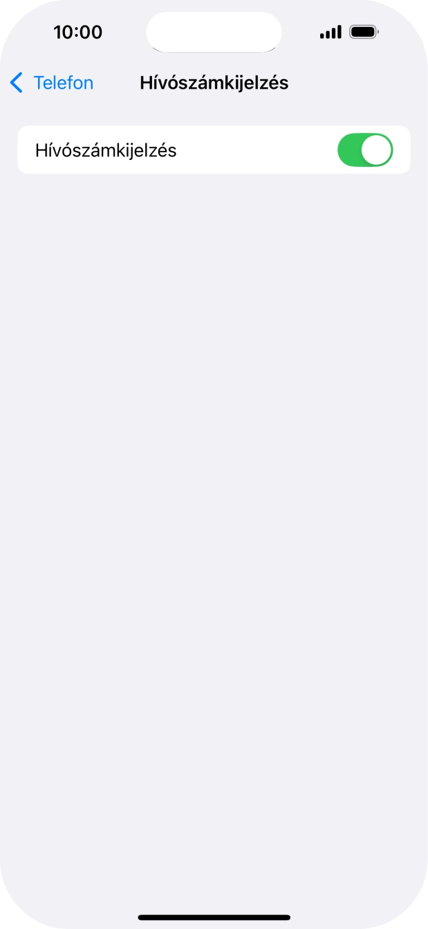 Kattints a „Hívószámkijelzés” melletti csúszkára a funkció be- vagy kikapcsolásához.