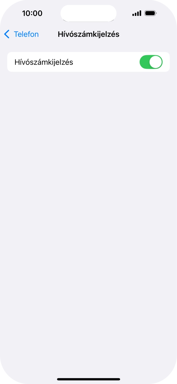 Kattints a „Hívószámkijelzés” melletti csúszkára a funkció be- vagy kikapcsolásához.