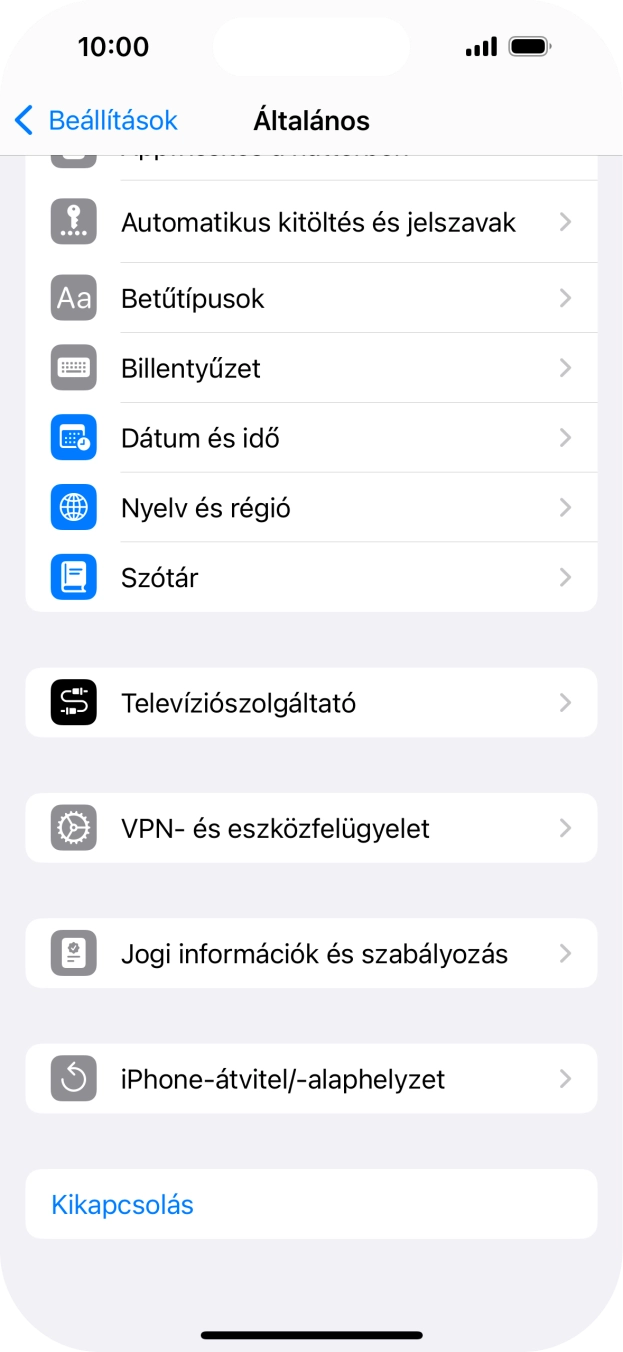 Válaszd az „iPhone-átvitel/-alaphelyzet” lehetőséget. Válaszd az „iPhone-átvitel/-alaphelyzet” lehetőséget.