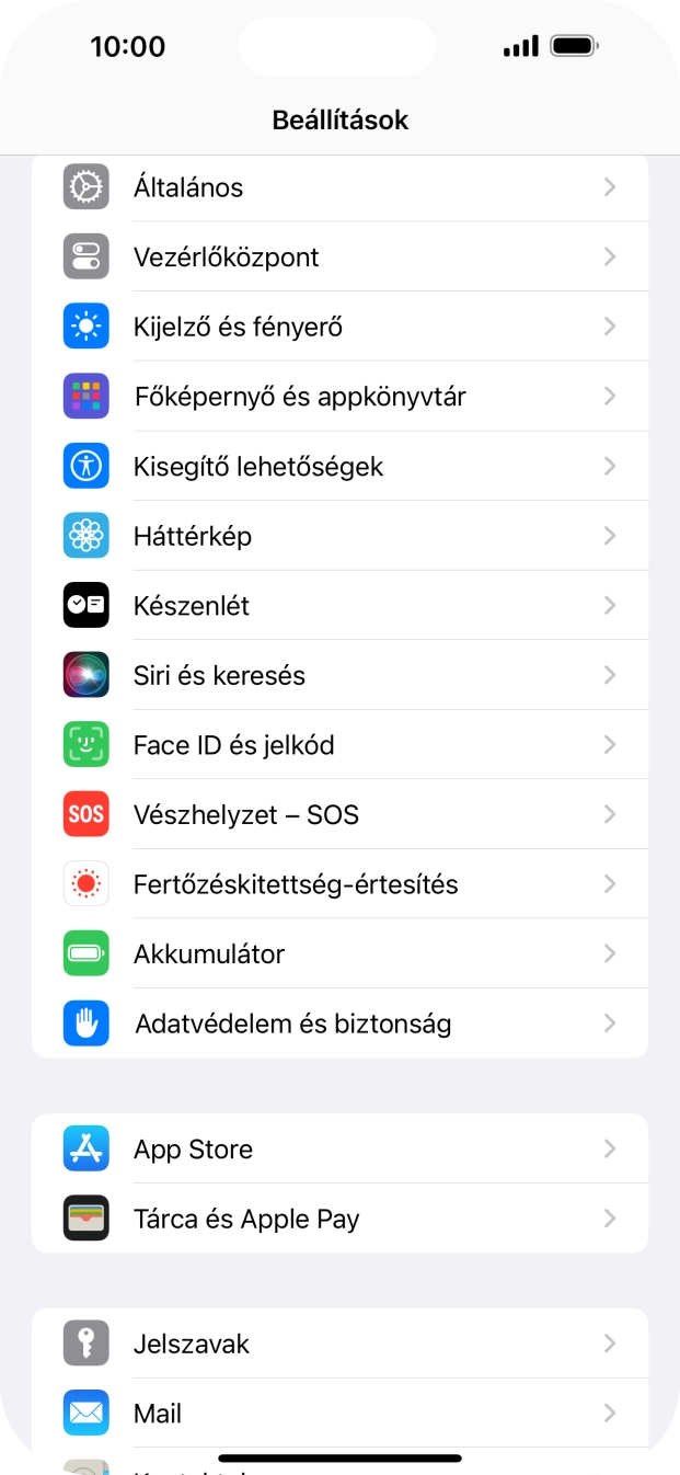Válaszd a Face ID és jelkód lehetőséget.