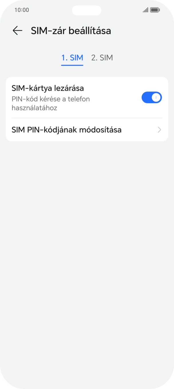 Kattints a „SIM-kártya lezárása” melletti csúszkára a funkció be- vagy kikapcsolásához. Kattints a „SIM-kártya lezárása” melletti csúszkára a funkció be- vagy kikapcsolásához.
