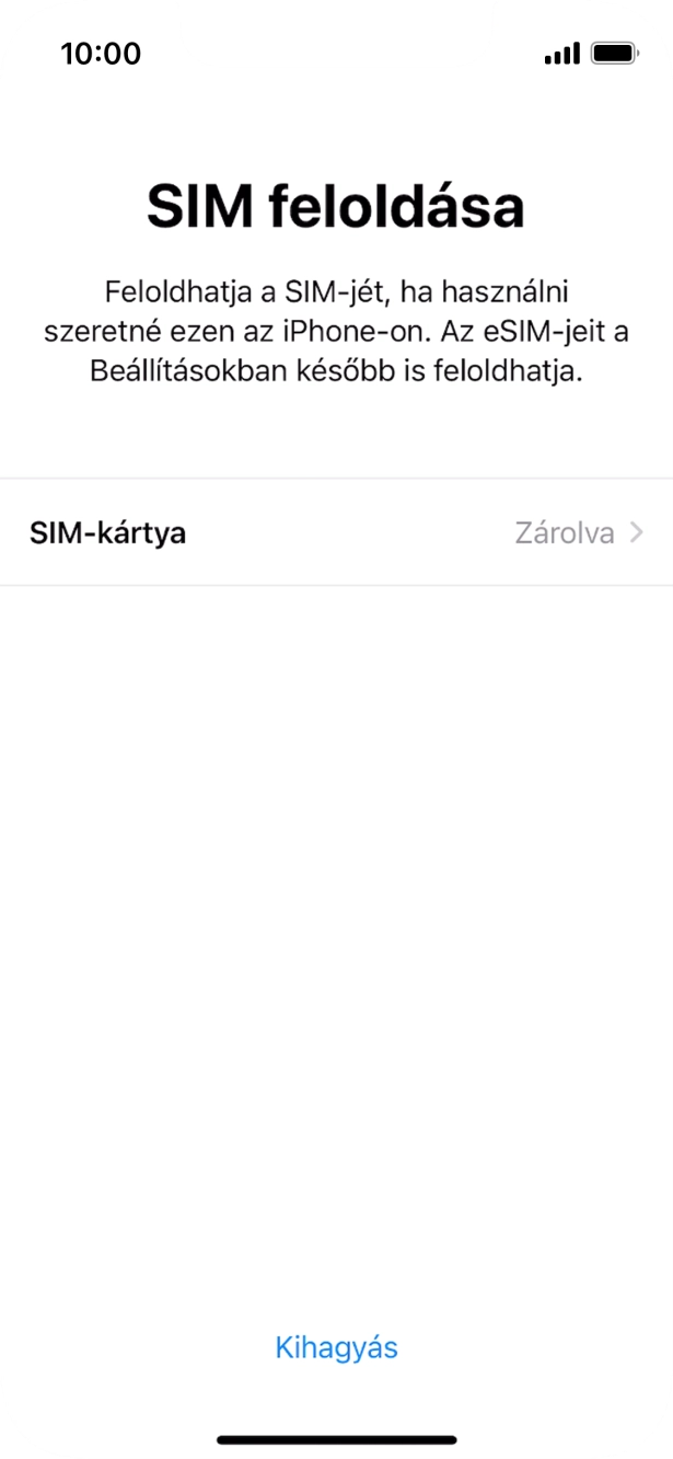 Válaszd a SIM-kártya lehetőséget. Válaszd a SIM-kártya lehetőséget.