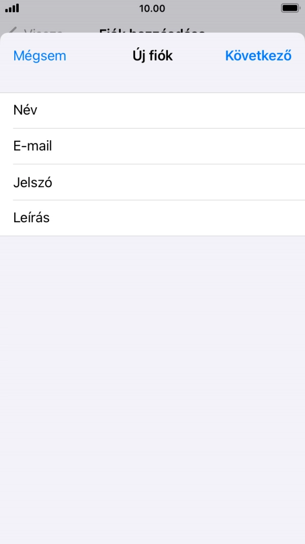 Kattints a Leírás mezőre, és írd be az e-mail-fiók kívánt nevét.