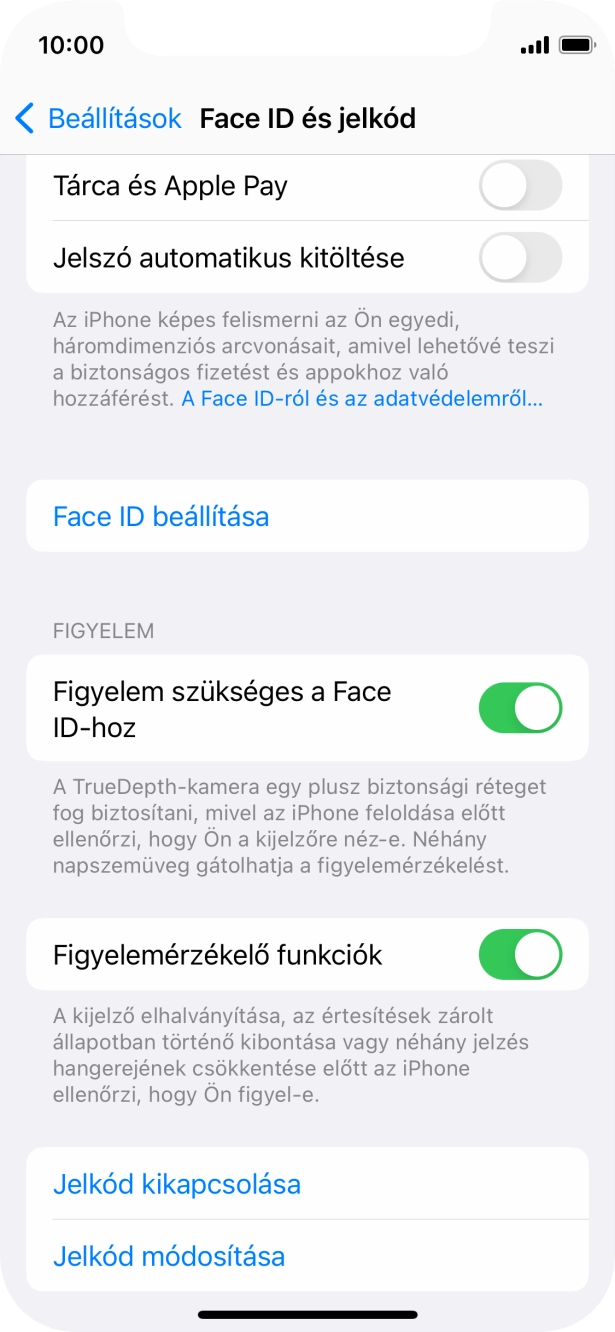 Válaszd a Jelkód kikapcsolása lehetőséget, és írd be a képernyőzárkódot.