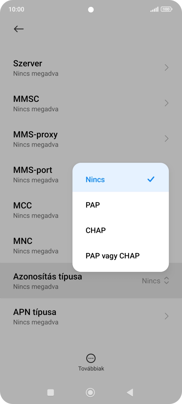 Válaszd a PAP lehetőséget.