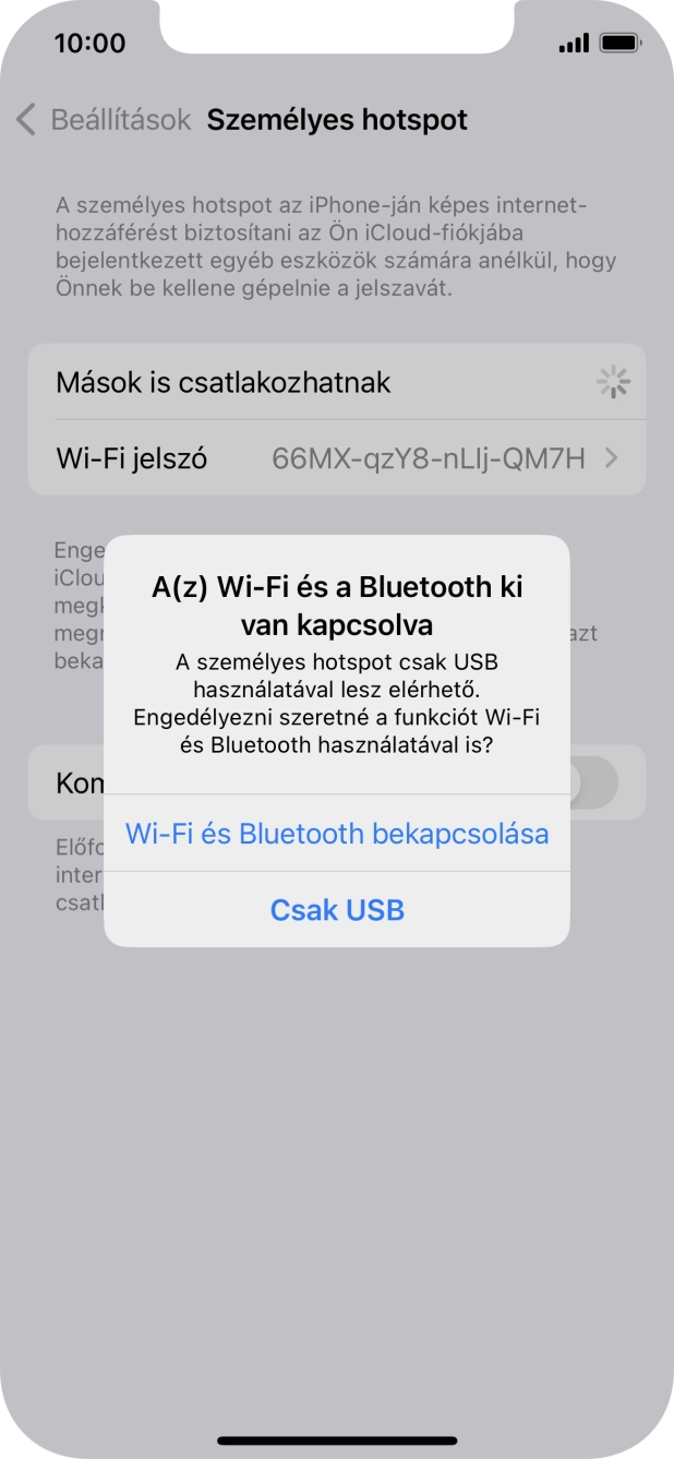 Amennyiben be van kapcsolva a Wi-Fi, válaszd a Wi-Fi és Bluetooth bekapcsolása lehetőséget. Amennyiben be van kapcsolva a Wi-Fi, válaszd a Wi-Fi és Bluetooth bekapcsolása lehetőséget.