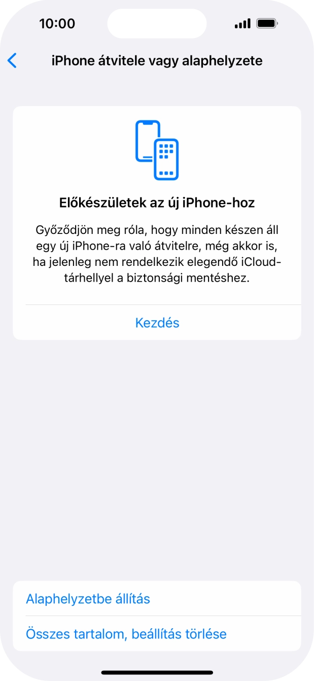 Válaszd az Alaphelyzetbe állítás lehetőséget. Válaszd az Alaphelyzetbe állítás lehetőséget.