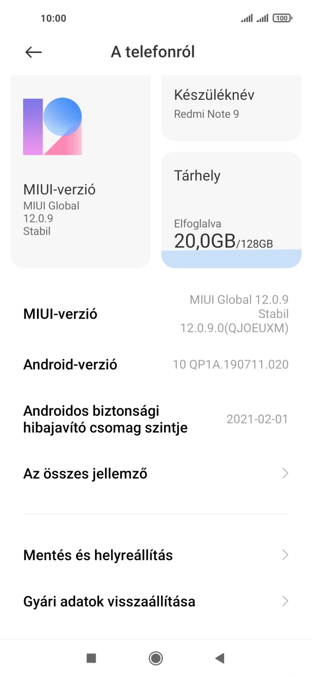 Válaszd a Gyári adatok visszaállítása lehetőséget.
