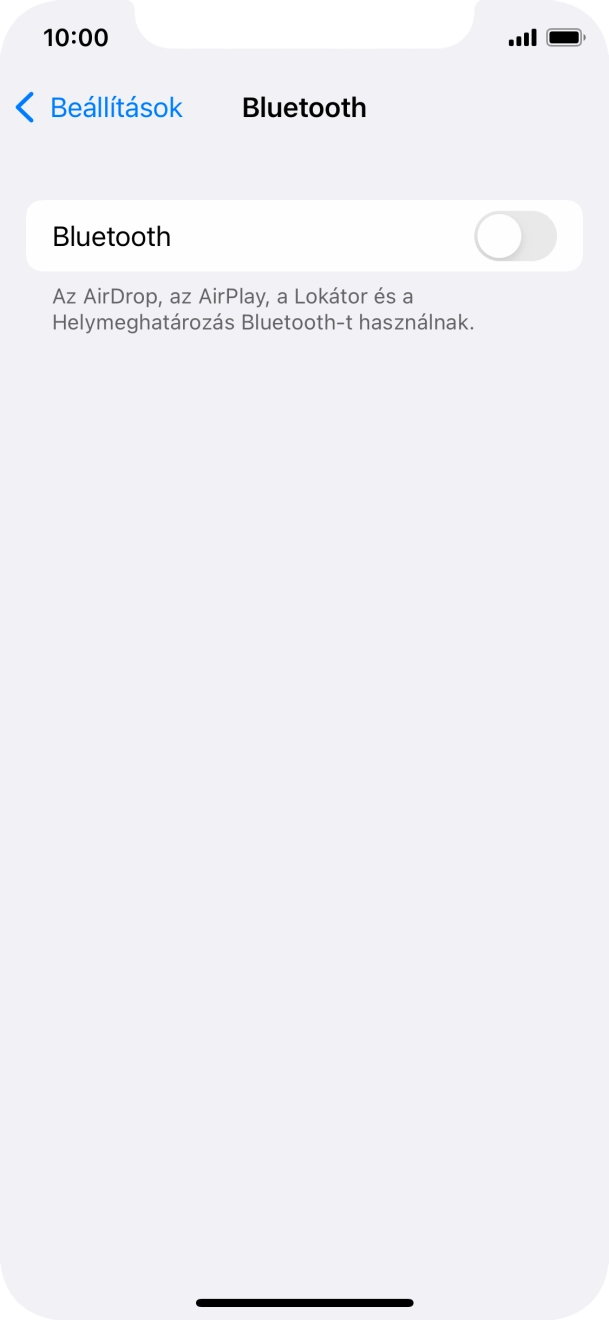 Kattints a „Bluetooth” melletti csúszkára a funkció bekapcsolásához. Kattints a „Bluetooth” melletti csúszkára a funkció bekapcsolásához.