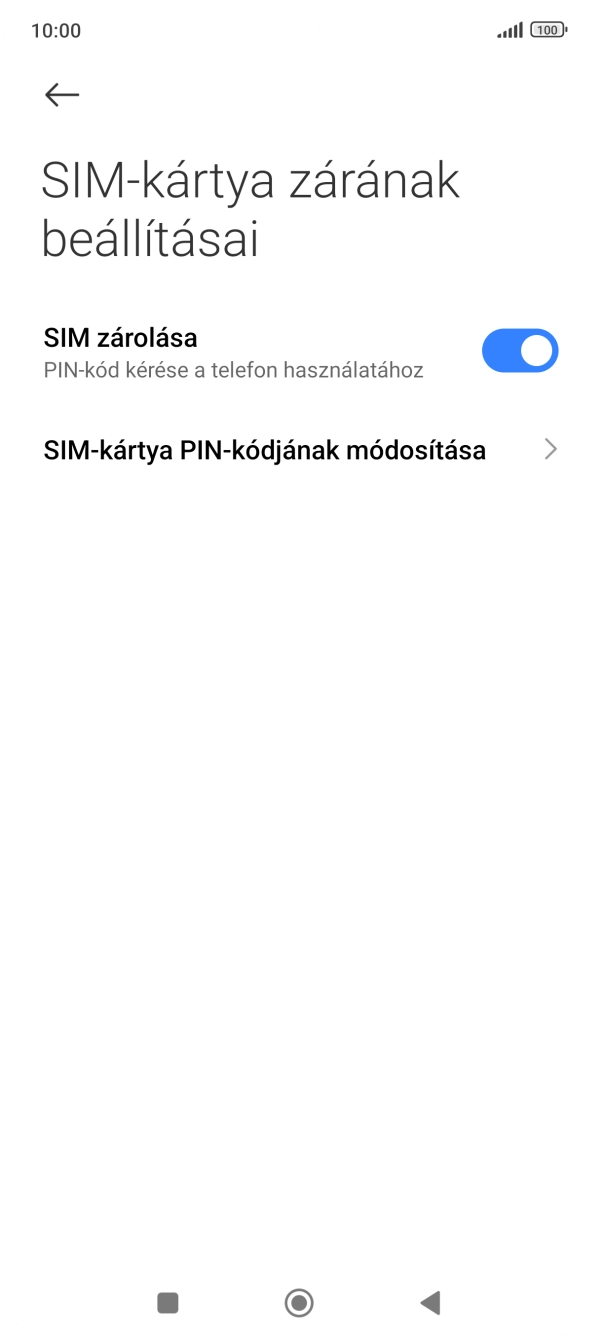 Kattints a „SIM zárolása” melletti csúszkára a funkció be- vagy kikapcsolásához. Kattints a „SIM zárolása” melletti csúszkára a funkció be- vagy kikapcsolásához.