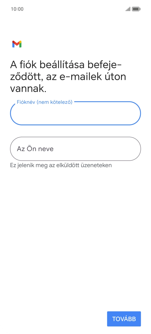 Kattints Az Ön neve mezőre, és írd be a kívánt küldőnevet.